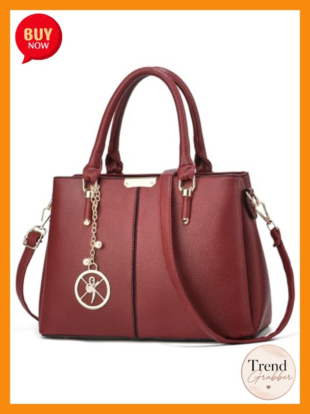3 Zip Compartments Faux Leather Tote Satchel Handbag Shoulder Bag Top Handle